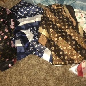 Lot of 2 Louis Vuitton French Silk Scarves